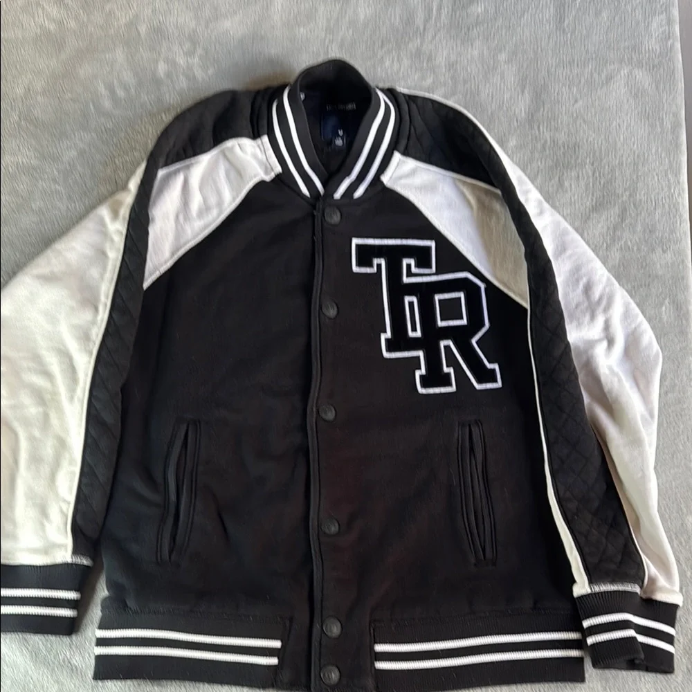 True Religion Black and White Varsity Jacket